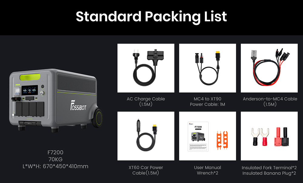 Tragbare Powerstation FOSSiBOT F7200, 5222,4 Wh Kapazit&auml;t, 7200 W Ausgangsleistung, 5200 W Hybrid-Schnellladung, <10 ms USV-Umschaltzeit, intelligente App-Steuerung, LiFePO4-Akku in Elektrofahrzeugqualit&auml;t mit &uuml;ber 6500 Ladezyklen, Solargenerator f&uuml;r Notstromversorgung zu Hause/Camping/Wohnmobil/Notfall