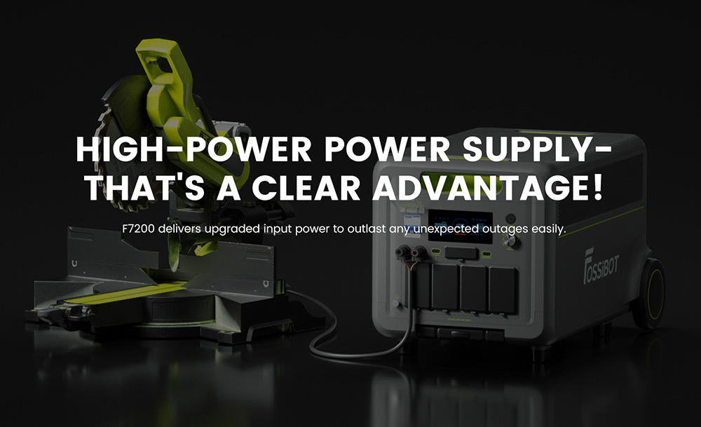 Tragbare Powerstation FOSSiBOT F7200, 5222,4 Wh Kapazit&auml;t, 7200 W Ausgangsleistung, 5200 W Hybrid-Schnellladung, <10 ms USV-Umschaltzeit, intelligente App-Steuerung, LiFePO4-Akku in Elektrofahrzeugqualit&auml;t mit &uuml;ber 6500 Ladezyklen, Solargenerator f&uuml;r Notstromversorgung zu Hause/Camping/Wohnmobil/Notfall