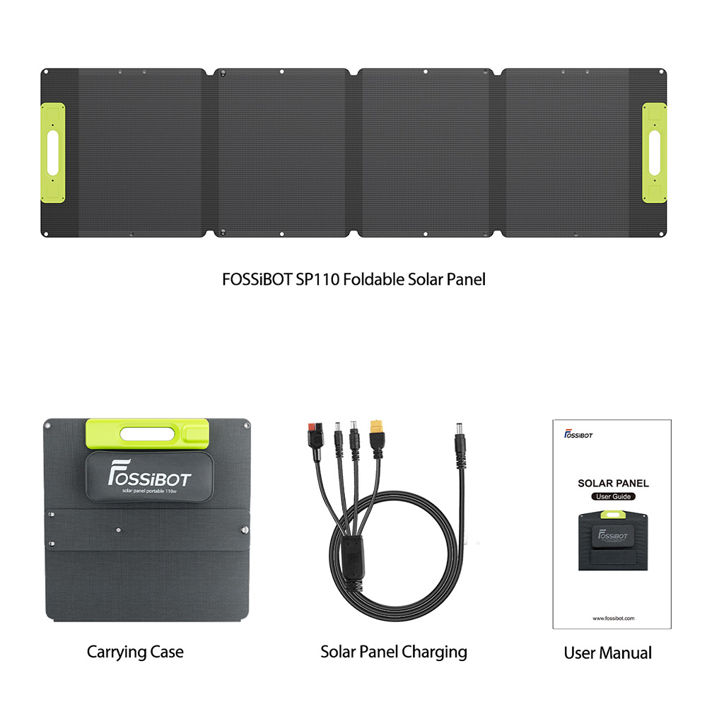 FOSSiBOT SP110 110W Faltbares Solarpanel, 26% hoher Wirkungsgrad, r&uuml;ckseitig kontaktierte Zellen, ETFE-Beschichtung, mehrere DC- und USB-Ausg&auml;nge, IP67 wasserdicht f&uuml;r Outdoor/Wohnmobil/Camping/Notfall