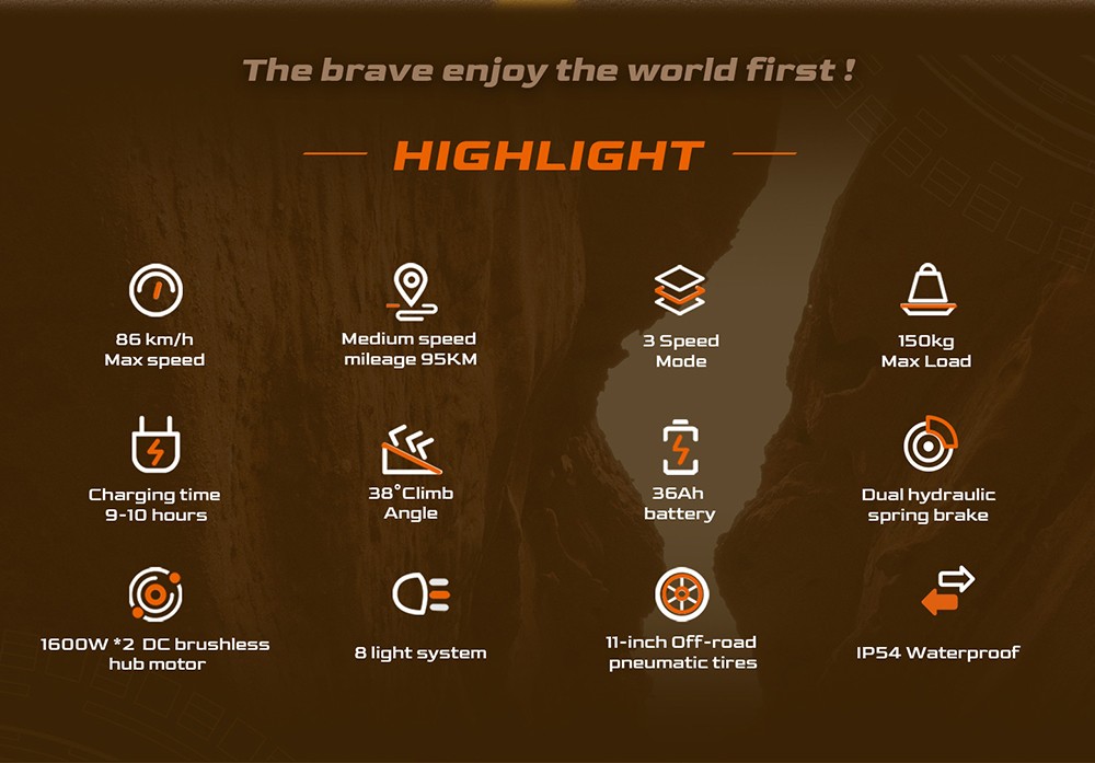 GELEIPU GT EVO Electric Scooter, 1600W*2 motor, 60V 36Ah batéria, 11 palcové pneumatiky, max. rýchlosť 86km/h, dojazd 95km, hydraulické brzdy, hydraulický pružinový tlmič