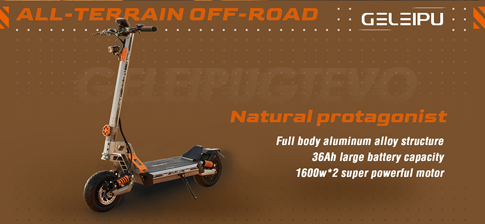 GELEIPU GT EVO Electric Scooter, 1600W*2 motor, 60V 36Ah batéria, 11 palcové pneumatiky, max. rýchlosť 86 km/h, dojazd 95 km, hydraulické brzdy, hydraulický pružinový tlmič