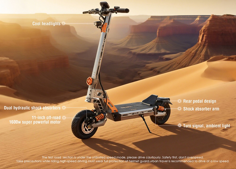 GELEIPU GT EVO Electric Scooter, 1600W*2 motor, 60V 36Ah batéria, 11 palcové pneumatiky, max. rýchlosť 86km/h, dojazd 95km, hydraulické brzdy, hydraulický pružinový tlmič
