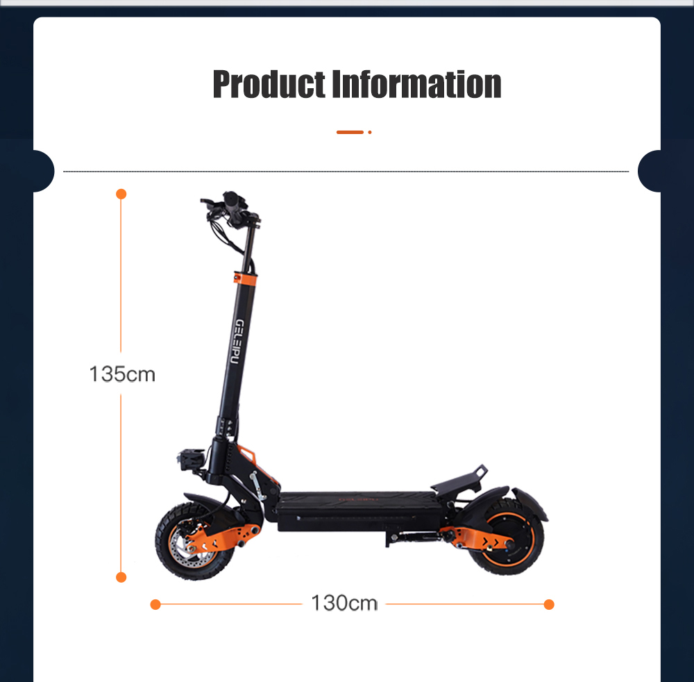 GELEIPU Z1 Electric Scooter, 1200W motor, 48V 20Ah batéria, 10 palcové pneumatiky, max. rýchlosť 60km/h, dojazd 60km, predná & zadná kotúčová brzda, štvorramenné tlmiče