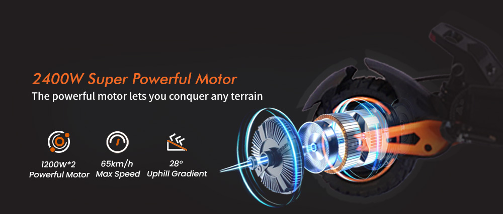 GELEIPU Z1 Pro Elektromos Roller, 1200W*2 Motor, 52V 20Ah Akkumul&aacute;tor, 10 colos Gumiabroncsok, 65km/h Max. Sebess&eacute;g, 70km Hat&oacute;t&aacute;vols&aacute;g, Dupla Mechanikus T&aacute;rcsaf&eacute;k, N&eacute;gykaros Leng&eacute;scsillap&iacute;t&oacute;