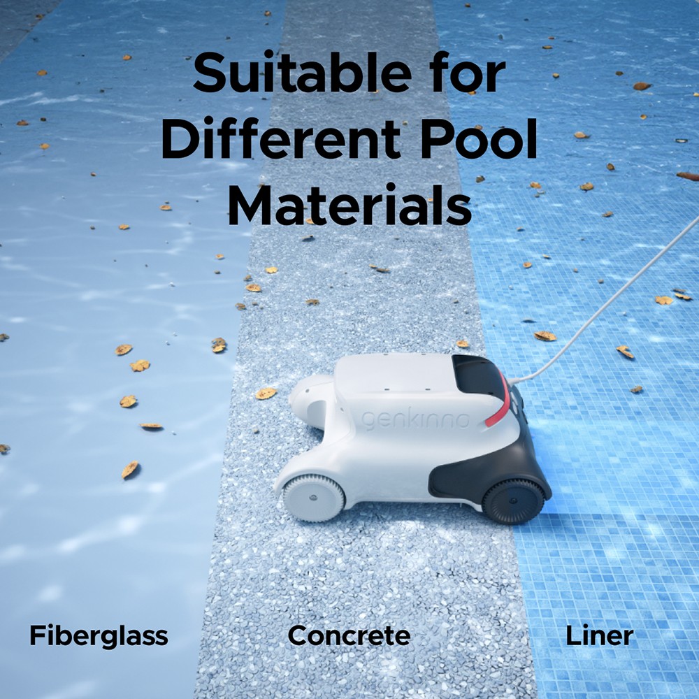 Refurbished Genkinno P2 Cordless Robotic Pool Vacuum Cleaner, 70W Suction, 120 Mins Runtime, AdaptiveNav Path Planning, AdaptiveSuc Technology, APP Remote Control,  for Above/In-Ground Flat Pools - Grey