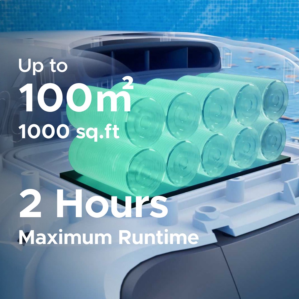 Refurbished Genkinno P2 Cordless Robotic Pool Vacuum Cleaner, 70W Suction, 120 Mins Runtime, AdaptiveNav Path Planning, AdaptiveSuc Technology, APP Remote Control,  for Above/In-Ground Flat Pools - Grey