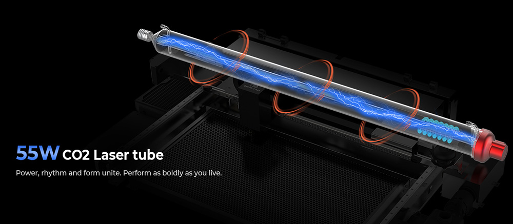 Gweike Cloud Pro 55W CO₂ Lasergravierer mit Drehrolle, Autofokus, 600 mm/s Geschwindigkeit, 0,025mm Pr&auml;zision, 510x300mm Arbeitsbereich, kompatibel mit Holz / Metall / transparentem Acryl / Leder