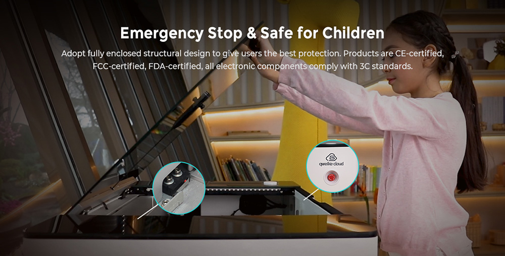 Gweike Cloud Pro 55W CO₂ Lasergravierer mit Drehrolle, Autofokus, 600 mm/s Geschwindigkeit, 0,025mm Pr&auml;zision, 510x300mm Arbeitsbereich, kompatibel mit Holz / Metall / transparentem Acryl / Leder