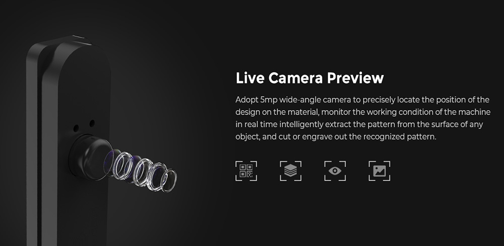 Gweike Cloud Pro 55W CO₂ Lasergravierer mit Drehrolle, Autofokus, 600 mm/s Geschwindigkeit, 0,025mm Pr&auml;zision, 510x300mm Arbeitsbereich, kompatibel mit Holz / Metall / transparentem Acryl / Leder