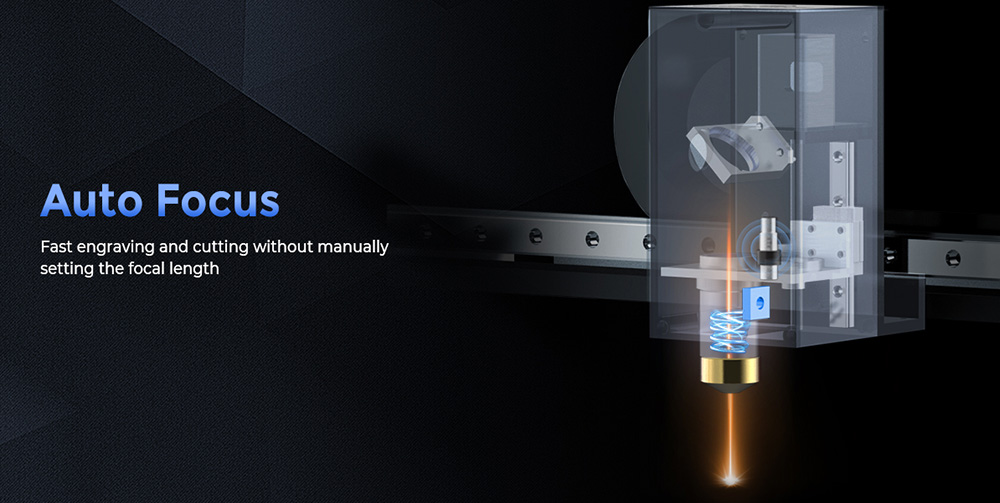 Gweike Cloud Pro 55W CO₂ Laser Engraver with Rotary Roller, Auto Focus, 600mm/s Speed, 0.001' Accuracy, 510mmx300mm Working Area, Compatible with Wood / Metal / Transparent Acrylic / Leather