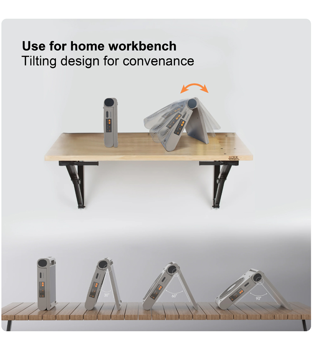 ITEHIL ITSPF Tragbarer Solarventilator & Powerbank, 10000mAh Akku, 4 Geschwindigkeitsstufen, 1700 U/min, drehbar & Timer, Solar- & USB-C-Ladefunktion f&uuml;r Camping & netzunabh&auml;ngigen Einsatz