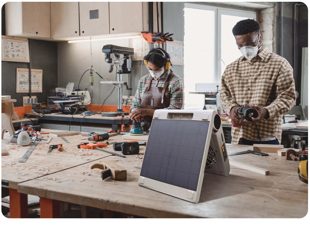 ITEHIL ITSPF Tragbarer Solarventilator & Powerbank, 10000mAh Akku, 4 Geschwindigkeitsstufen, 1700 U/min, drehbar & Timer, Solar- & USB-C-Ladefunktion f&uuml;r Camping & netzunabh&auml;ngigen Einsatz