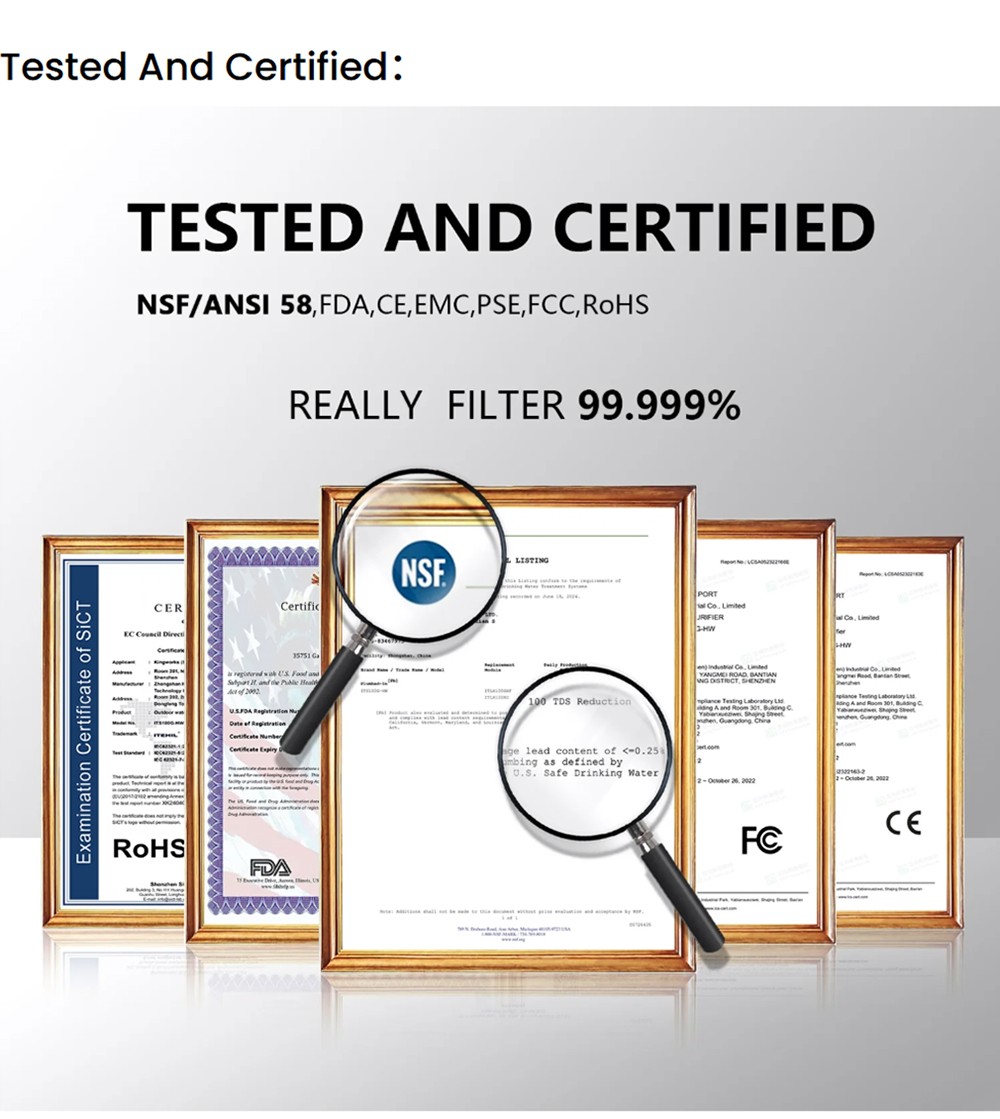 ITEHIL ITS100G-HW Portable Water Purifier with RO & Hybrid Filter, 500ml/min Flow, 9-Gal Output, 0.0001&mu;m Purification, Dual 6000mAh Battery, 600-800 Gal RO Lifespan