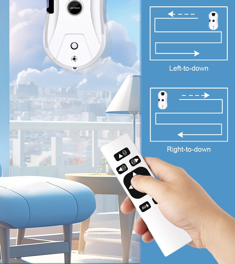Refurbished Liectroux YW610 Robot Window Vacuum Cleaner, Single Water Spray, 2800Pa Suction, 30ml Water Tank, Border Detection, Remote Control, 20min Power Failure Protection