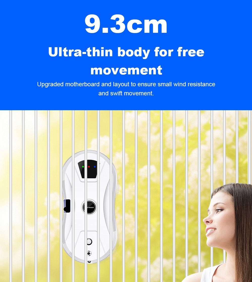 Refurbished Liectroux YW610 Robot Window Vacuum Cleaner, Single Water Spray, 2800Pa Suction, 30ml Water Tank, Border Detection, Remote Control, 20min Power Failure Protection