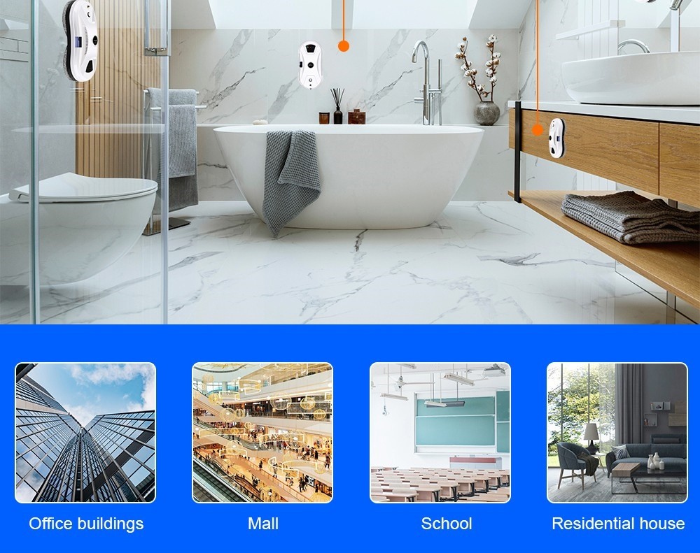 Refurbished Liectroux YW610 Robot Window Vacuum Cleaner, Single Water Spray, 2800Pa Suction, 30ml Water Tank, Border Detection, Remote Control, 20min Power Failure Protection