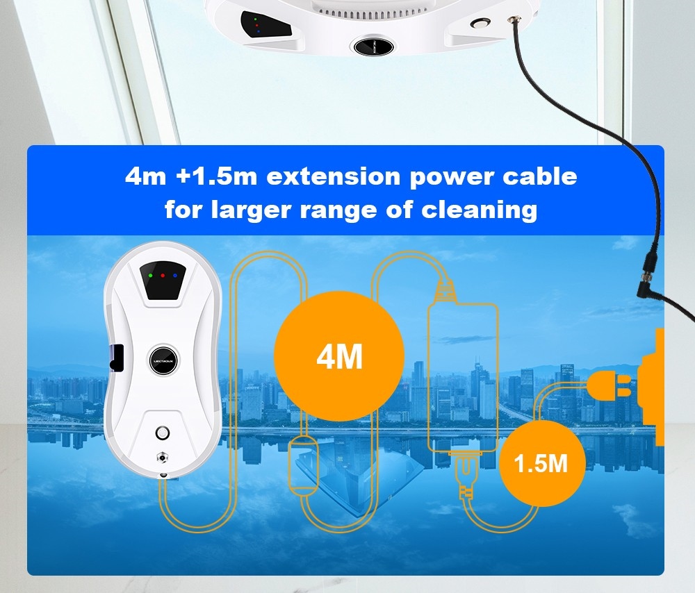 Refurbished Liectroux YW610 Robot Window Vacuum Cleaner, Single Water Spray, 2800Pa Suction, 30ml Water Tank, Border Detection, Remote Control, 20min Power Failure Protection