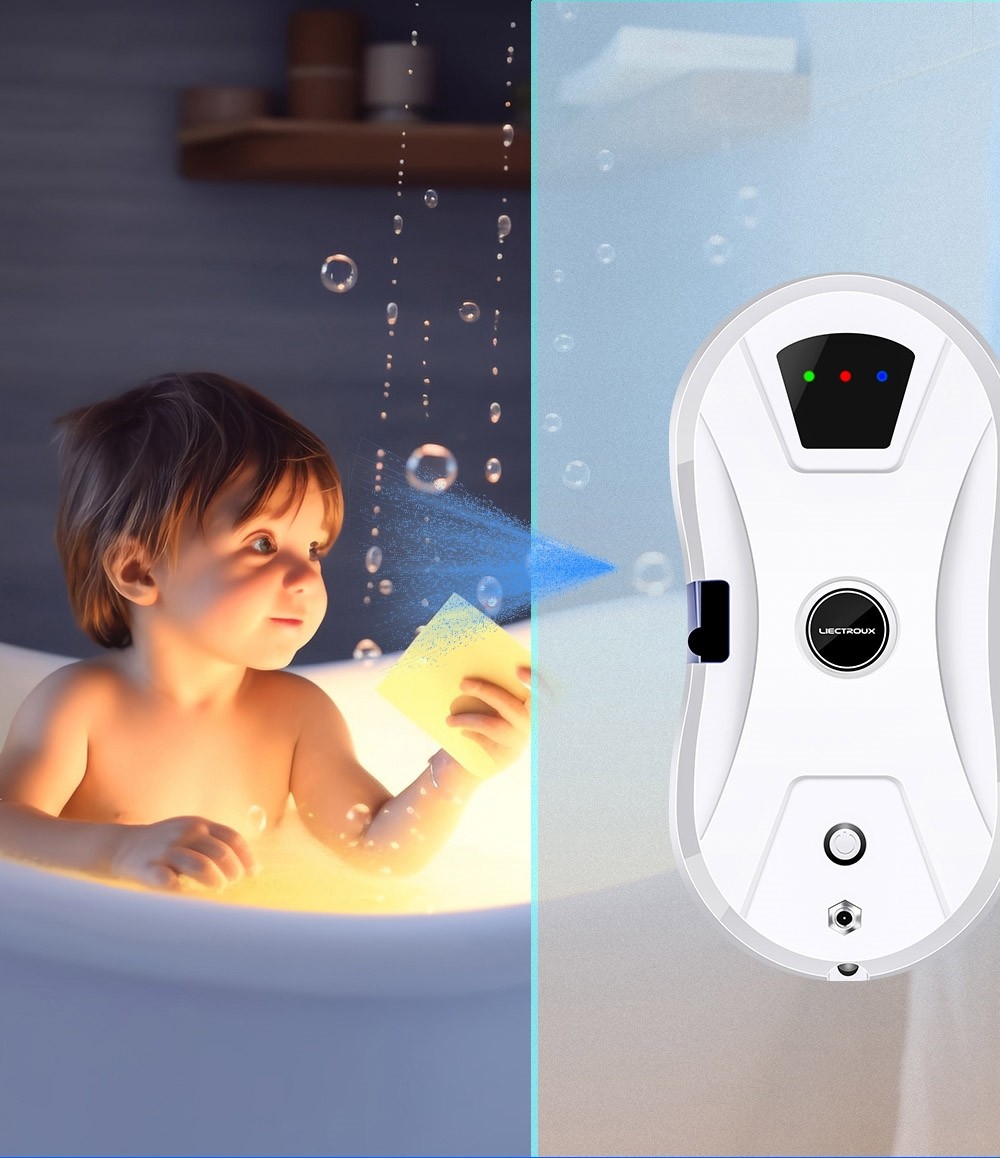 Refurbished Liectroux YW610 Robot Window Vacuum Cleaner, Single Water Spray, 2800Pa Suction, 30ml Water Tank, Border Detection, Remote Control, 20min Power Failure Protection