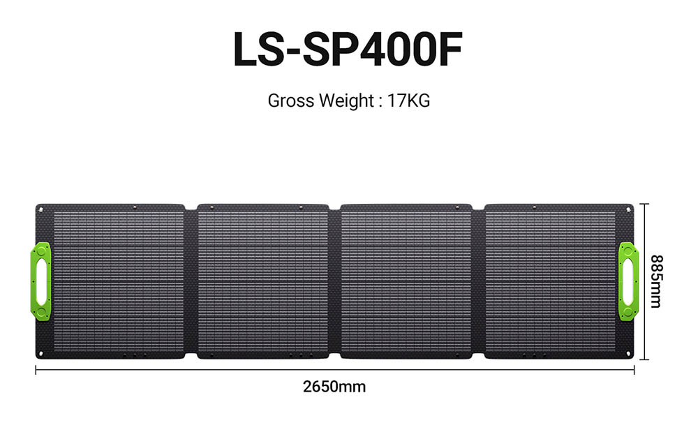 Panneau solaire pliable LIONSHEE LS-SP400F 400 W, rendement &eacute;lev&eacute; de 23 %, &eacute;tanch&eacute;it&eacute; IP67, compatible avec groupes &eacute;lectrog&egrave;nes, camping-cars, SUV, camions, habitations et syst&egrave;mes hors r&eacute;seau.