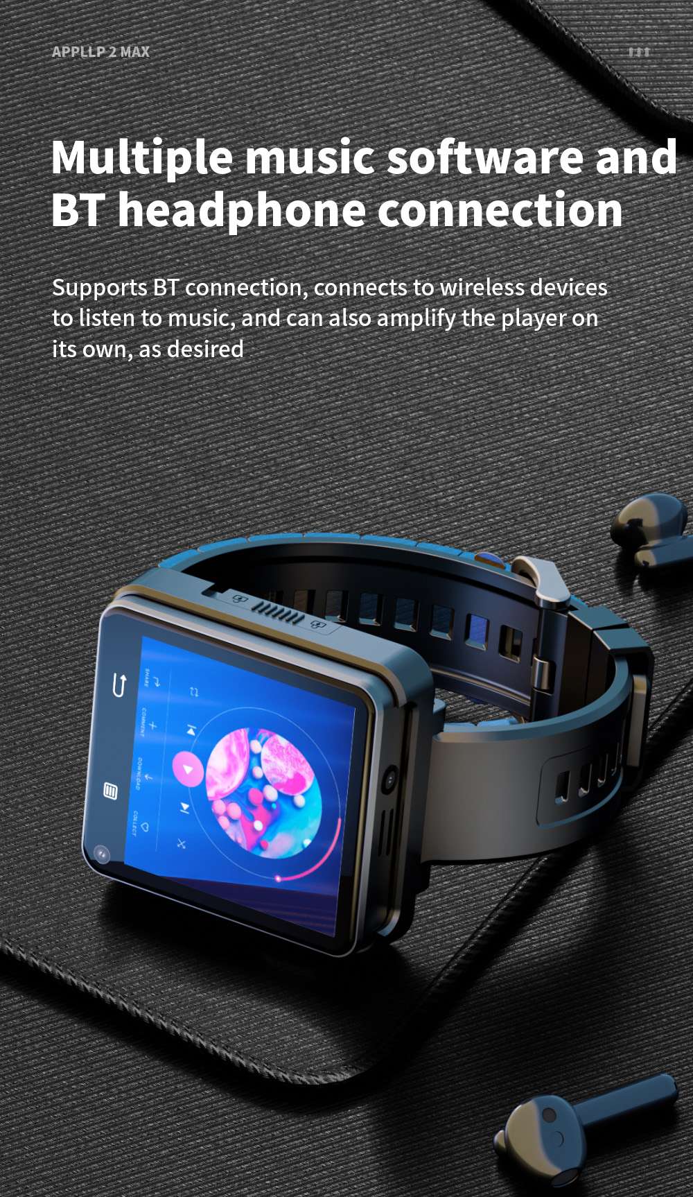 LOKMAT APPLLP 2 MAX Abnehmbare Smartwatch, 4 GB RAM, 64 GB ROM, 2,64-Zoll-Bildschirm, Android 11, unterst&uuml;tzt 4G/5G-SIM, Bluetooth-Verbindung, GPS-Ortung, 1200-mAh-Akku