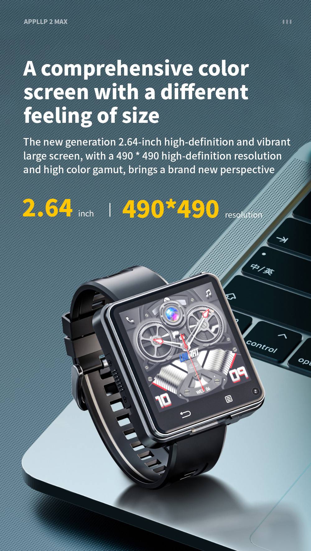 LOKMAT APPLLP 2 MAX Abnehmbare Smartwatch, 4 GB RAM, 64 GB ROM, 2,64-Zoll-Bildschirm, Android 11, unterst&uuml;tzt 4G/5G-SIM, Bluetooth-Verbindung, GPS-Ortung, 1200-mAh-Akku