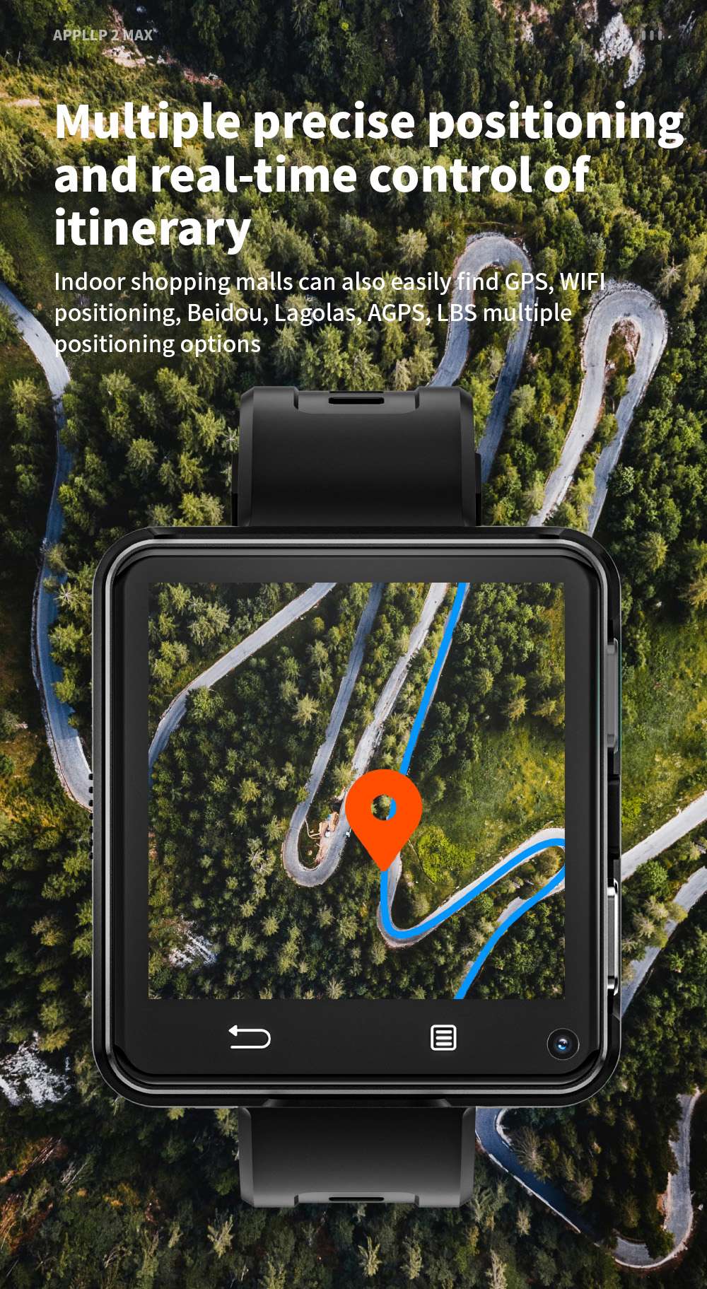 LOKMAT APPLLP 2 MAX Detachable Smartwatch, 4GB RAM 64GB ROM, 2.64-inch Screen, Android 11, Support 4G/5G SIM, Bluetooth Connection, GPS Positioning, 1200mAh Battery