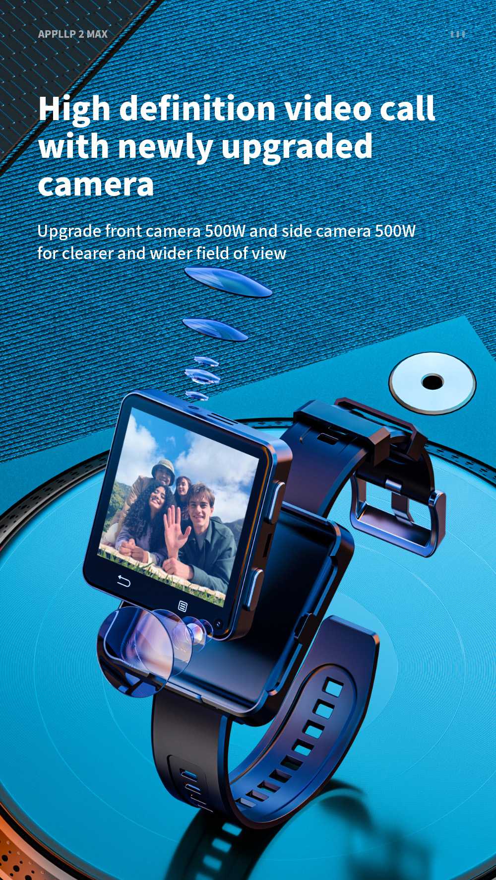 LOKMAT APPLLP 2 MAX Detachable Smartwatch, 4GB RAM 64GB ROM, 2.64-inch Screen, Android 11, Support 4G/5G SIM, Bluetooth Connection, GPS Positioning, 1200mAh Battery