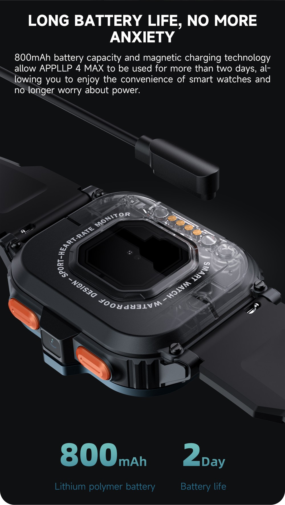 LOKMAT APPLLP 4 MAX Smartwatch, 2,02 Zoll 320*386 TFT-Bildschirm, 2 GB RAM 16 GB ROM, Dual-Kamera, GPS-Ortung, 800 mAh Akku, 4G-Anrufe