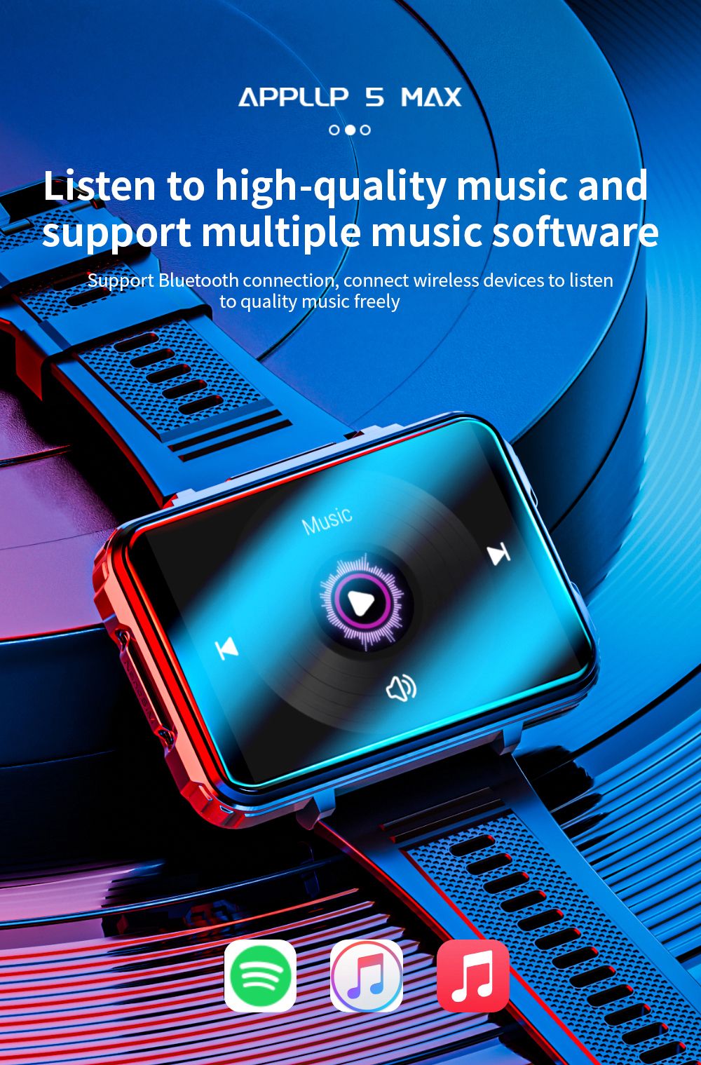 LOKMAT APPLLP 5 MAX Smartwatch, 2.4-inch HD Screen, Android 10.7, 1500mAh Battery, 4G Calling, Dual Cameras, 4GB+64GB, Heart Rate Blood Oxygen Monitoring