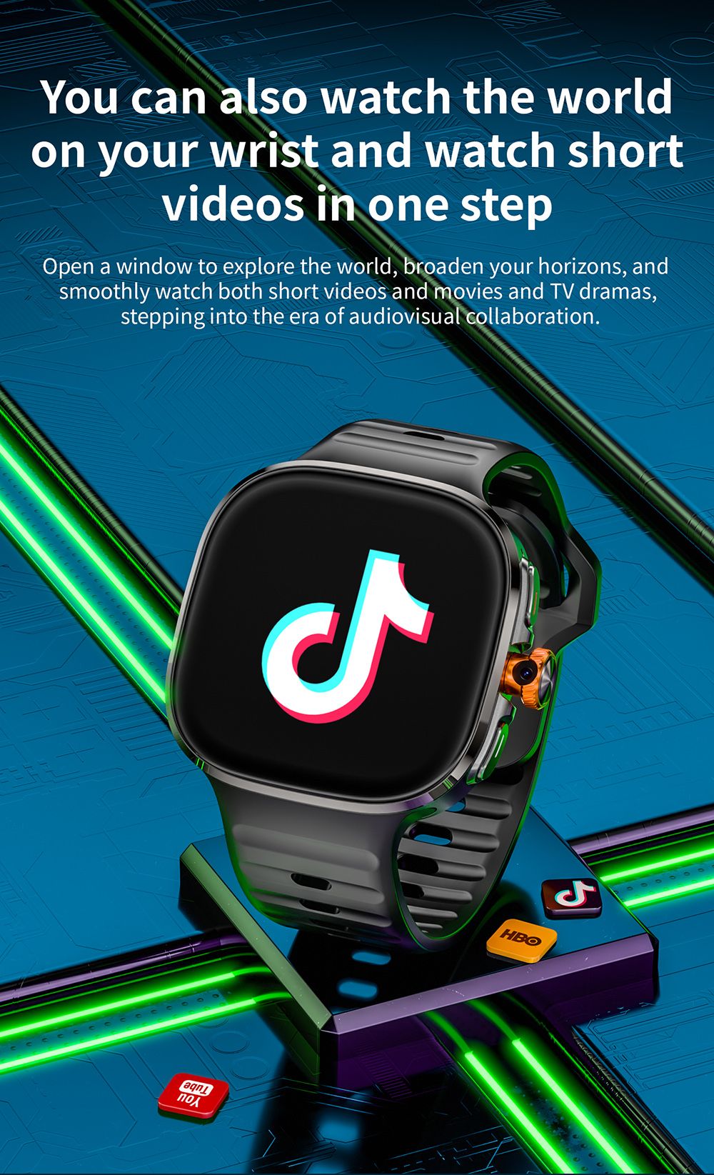 LOKMAT APPLLP 6 MAX Smartwatch, 3GB RAM 32GB ROM, 2.16 inch AMOLED Screen, Supports 4G/5G LTE, GPS Positioning