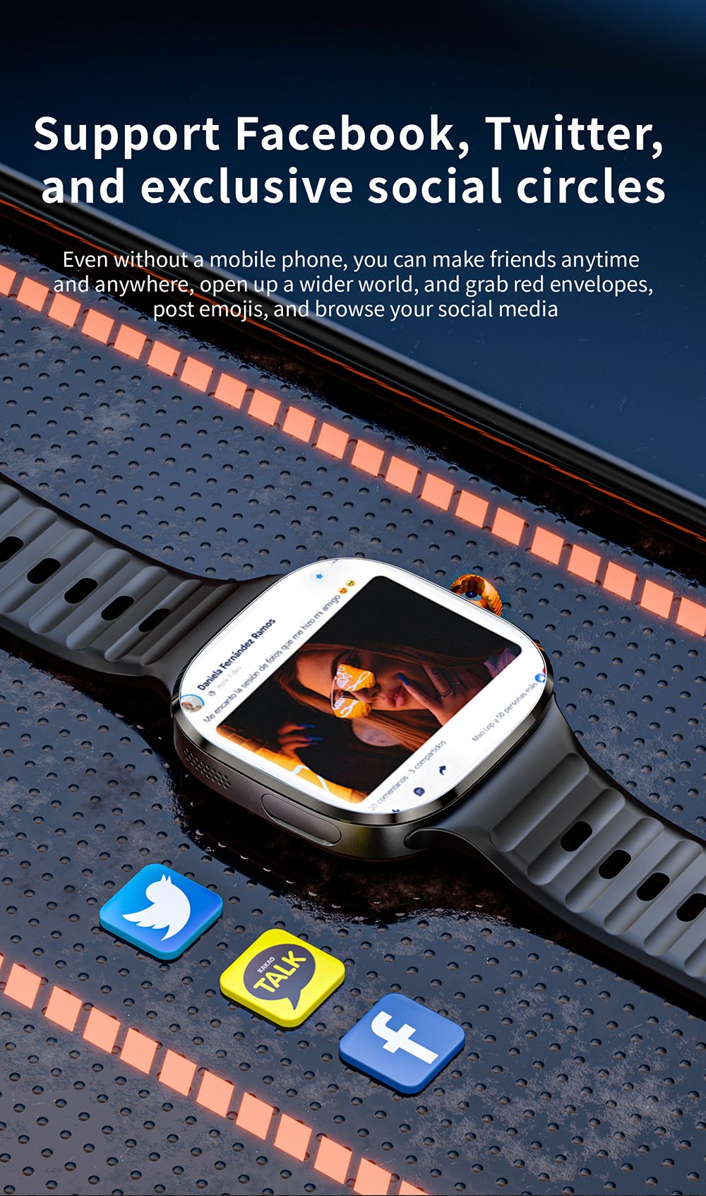 LOKMAT APPLLP 6 MAX Smartwatch, 3GB RAM 32GB ROM, 2.16 inch AMOLED Screen, Supports 4G/5G LTE, GPS Positioning
