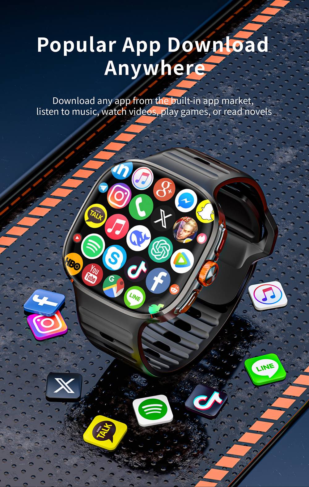 LOKMAT APPLLP 6 MAX Smartwatch, 3GB RAM 32GB ROM, 2.16 inch AMOLED Screen, Supports 4G/5G LTE, GPS Positioning