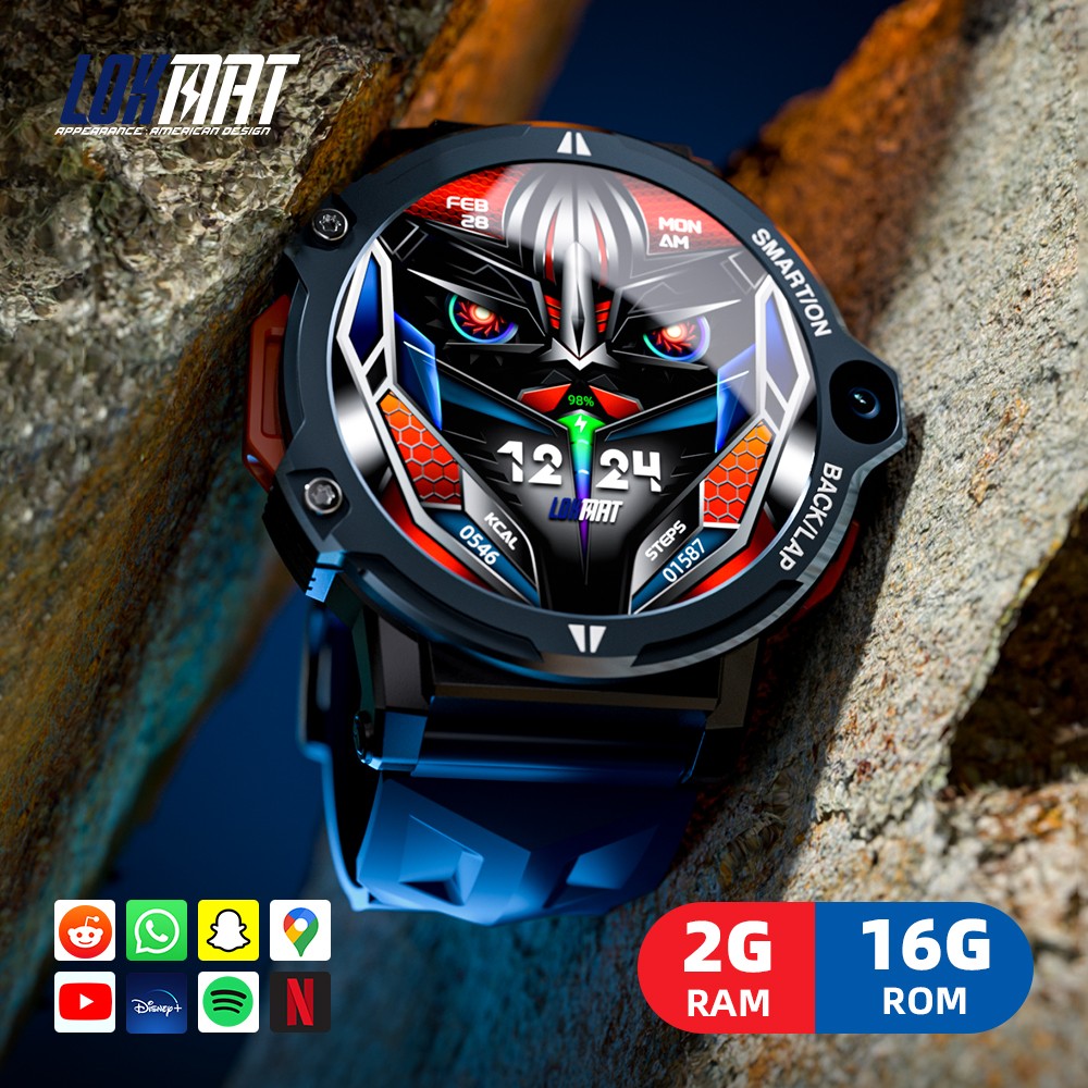 LOKMAT APPLLP 6 Pro Smartwatch, 4G-Telefonie, 2 GB RAM, 16 GB ROM, 1,54-Zoll-TFT-Display, Herzfrequenz- und Blutsauerstoffmessung &ndash; Silbernes Zifferblatt