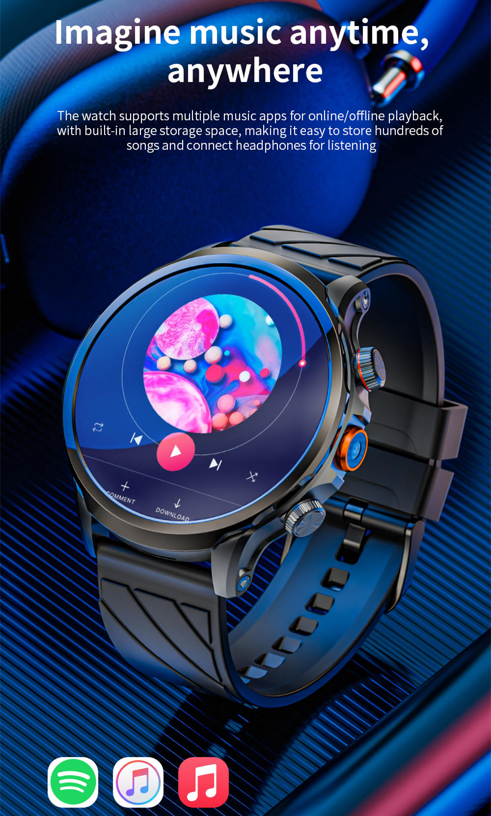 Montre connect&eacute;e LOKMAT APPLLP 8 Pro, Android 8.1, &eacute;cran TFT HD 1,85'', appels 4G, acc&egrave;s NFC, surveillance de la fr&eacute;quence cardiaque et de l'oxyg&egrave;ne sanguin