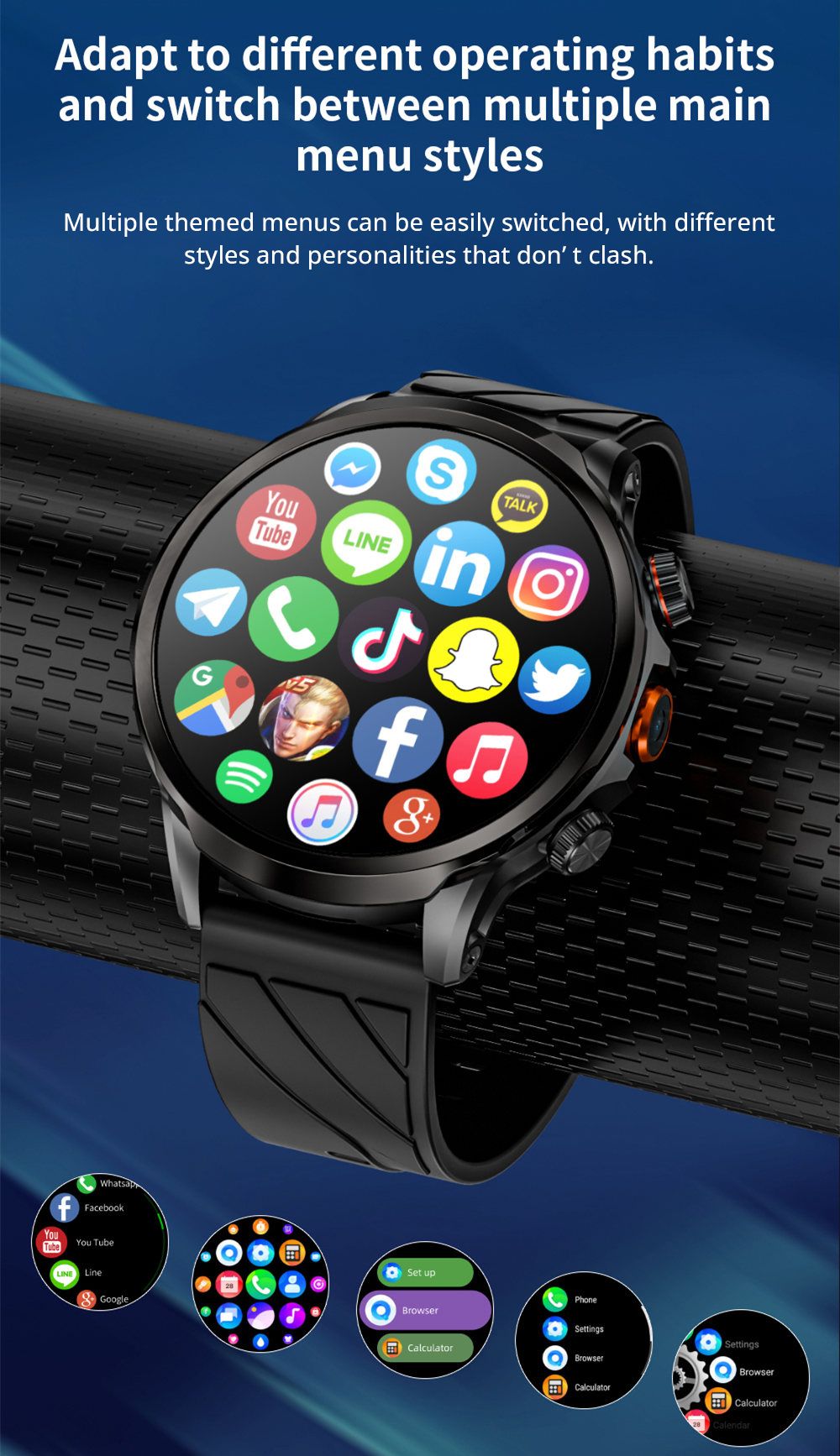 Montre connect&eacute;e LOKMAT APPLLP 8 Pro, Android 8.1, &eacute;cran TFT HD 1,85'', appels 4G, acc&egrave;s NFC, surveillance de la fr&eacute;quence cardiaque et de l'oxyg&egrave;ne sanguin