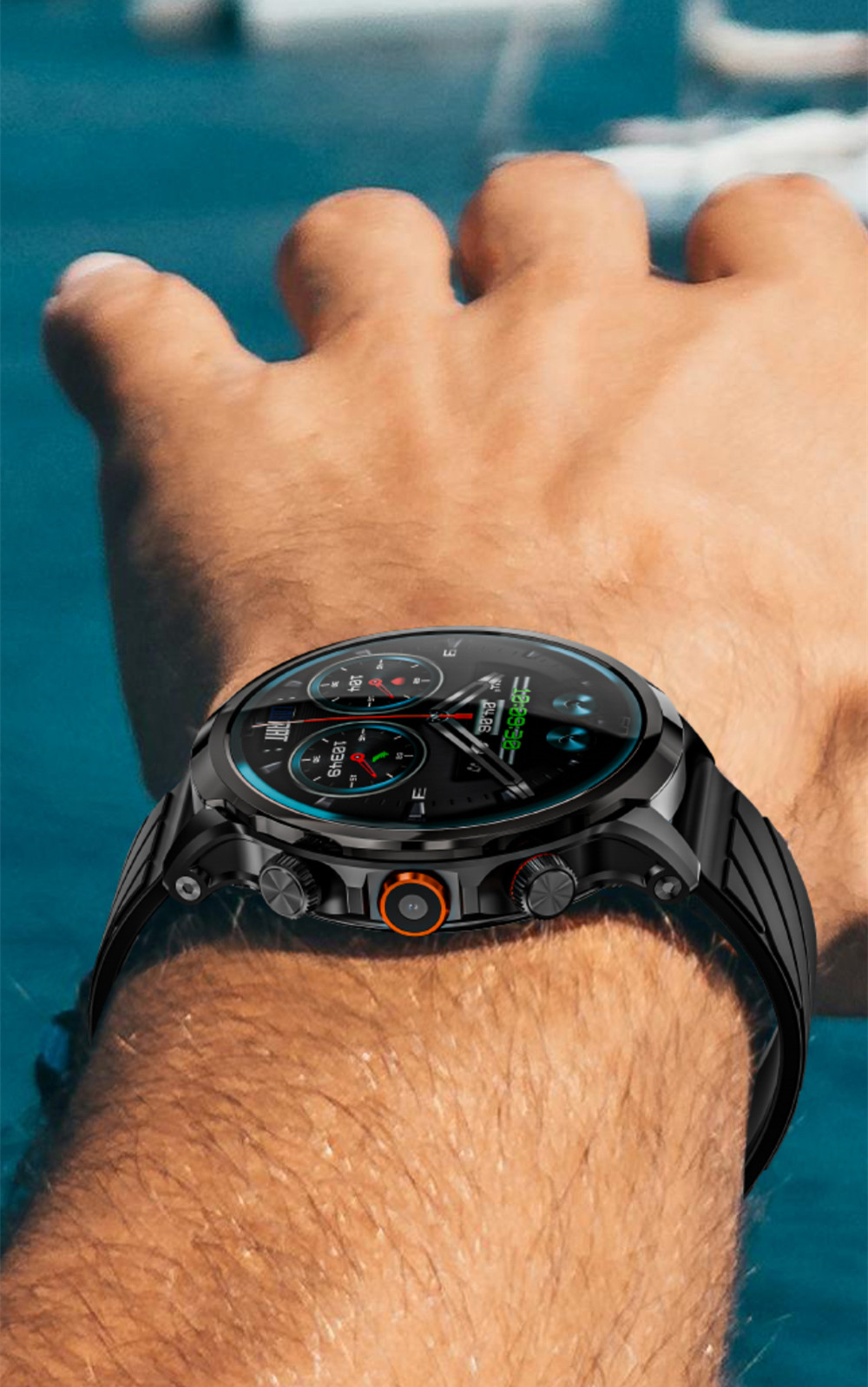 Montre connect&eacute;e LOKMAT APPLLP 8 Pro, Android 8.1, &eacute;cran TFT HD 1,85'', appels 4G, acc&egrave;s NFC, surveillance de la fr&eacute;quence cardiaque et de l'oxyg&egrave;ne sanguin