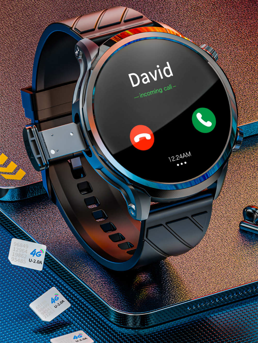 Montre connect&eacute;e LOKMAT APPLLP 8 Pro, Android 8.1, &eacute;cran TFT HD 1,85'', appels 4G, acc&egrave;s NFC, surveillance de la fr&eacute;quence cardiaque et de l'oxyg&egrave;ne sanguin