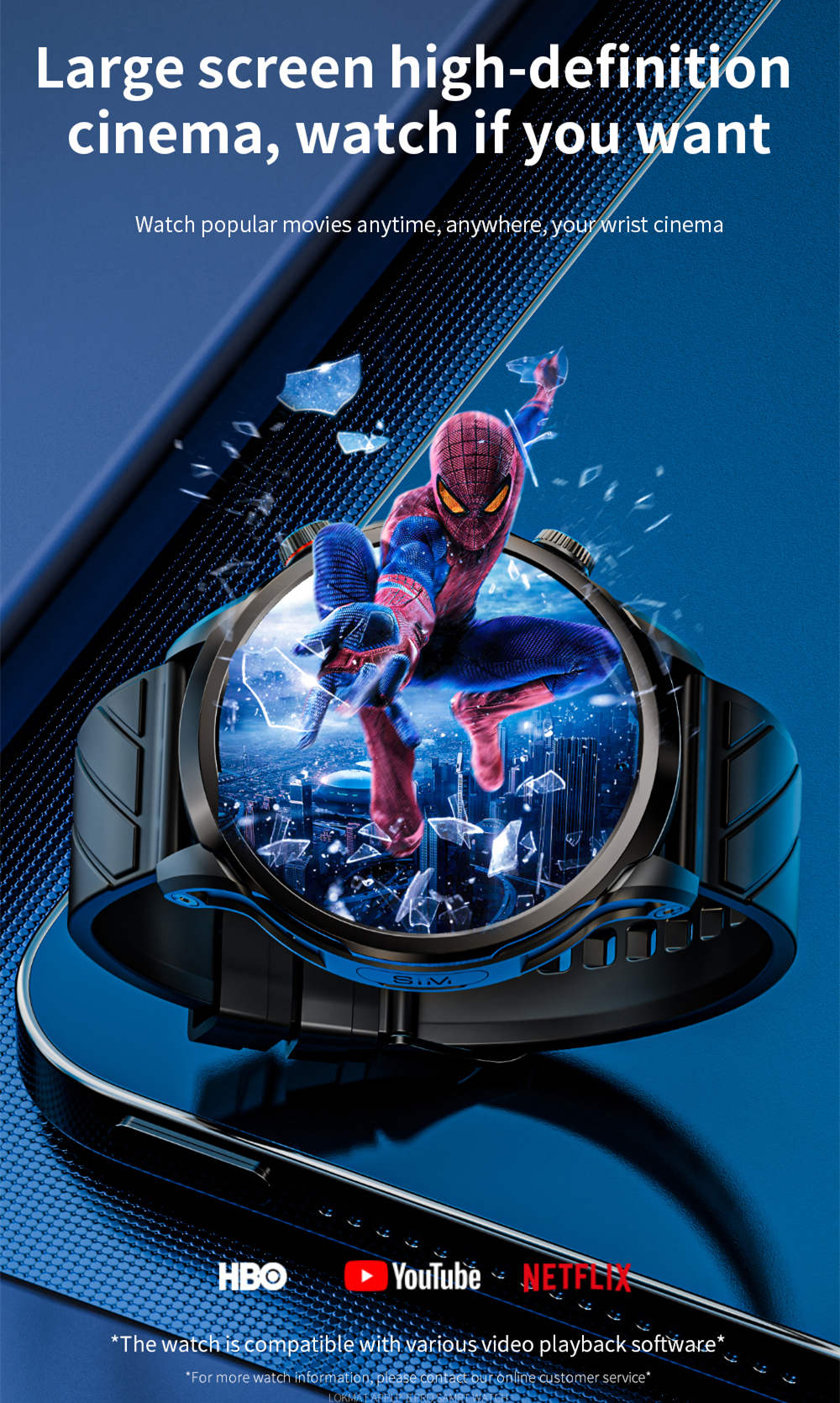 Montre connect&eacute;e LOKMAT APPLLP 8 Pro, Android 8.1, &eacute;cran TFT HD 1,85'', appels 4G, acc&egrave;s NFC, surveillance de la fr&eacute;quence cardiaque et de l'oxyg&egrave;ne sanguin