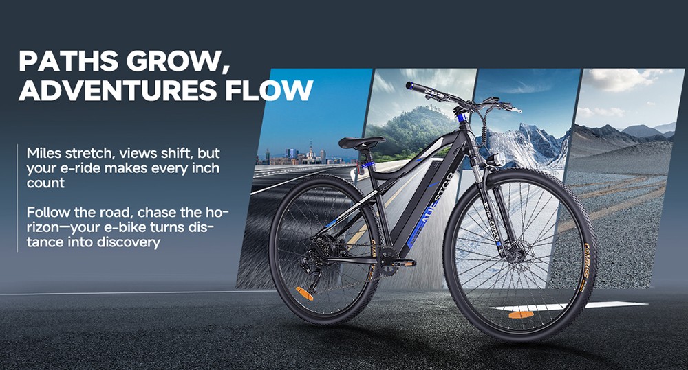 Elektrobicykel M920, 250W motor, 36V 13Ah batéria, 27.5 palcové pneumatiky, max. rýchlosť 25 km/h, dojazd 60 km, predné & zadné mechanické kotúčové brzdy, 9 rýchlostí - modrá