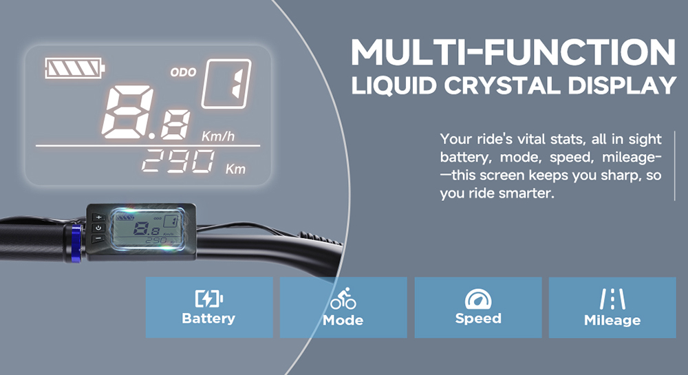 Elektrobicykel M920, 250W motor, 36V 13Ah batéria, 27.5 palcové pneumatiky, max. rýchlosť 25 km/h, dojazd 60 km, predné & zadné mechanické kotúčové brzdy, 9 rýchlostí - modrá