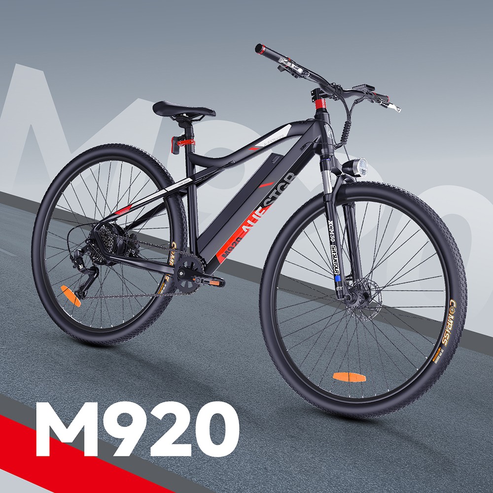Elektrobicykel M920, 250W motor, 36V 13Ah batéria, 27,5 palcové pneumatiky, max. rýchlosť 25 km/h, dojazd 60 km, predné & zadné mechanické kotúčové brzdy, 9 rýchlostí - červený