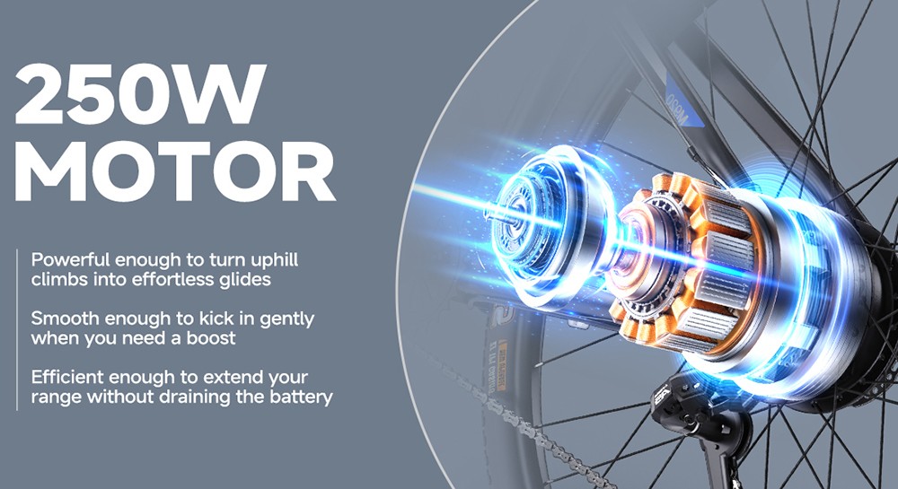 M920 Electric Bike, 250W Motor, 36V 13Ah Battery, 27.5 palcové pneumatiky, max. rýchlosť 25 km/h, dojazd 60 km, predné & zadné mechanické kotúčové brzdy, 9 rýchlostí - červený