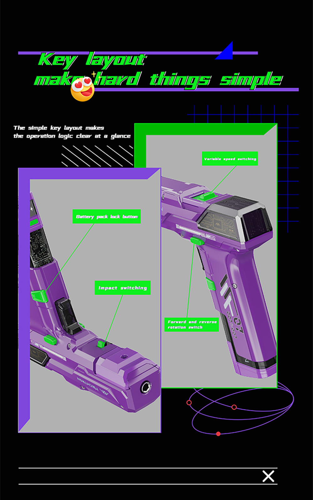 MECHTRON TL-G007S Lite Akku-Schlagbohrschrauber, 8 V, zwei Geschwindigkeiten, 15 Nm Drehmoment, 2000 mAh Wechselakku, intelligente KI-Steuerung, 2-in-1 Akkuschrauber und -Bohrschrauber