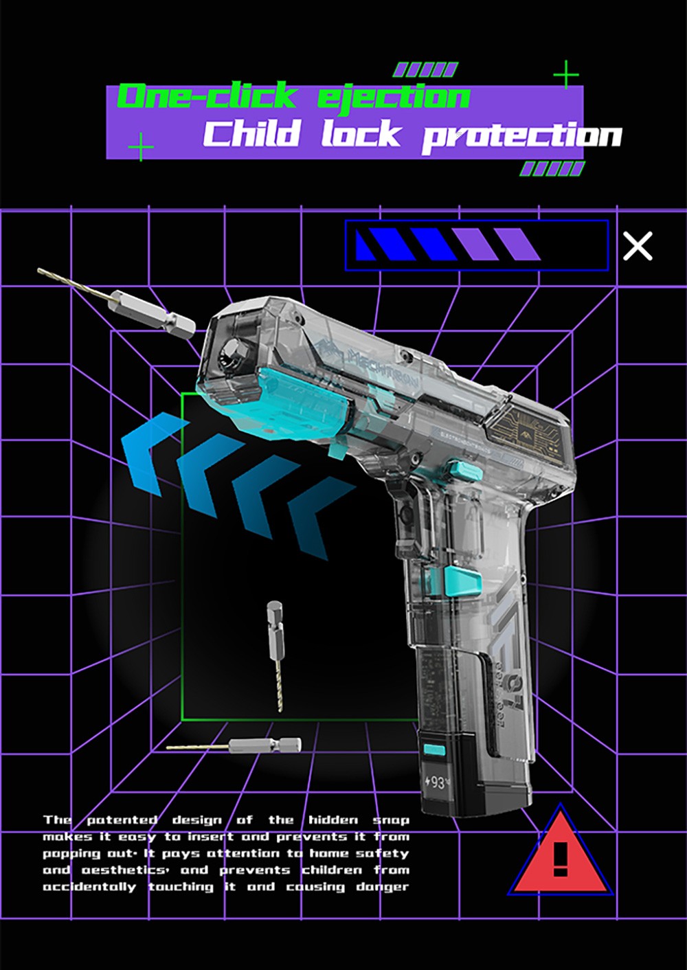 MECHTRON TL-G007S Lite Akku-Schlagbohrschrauber, 8 V, zwei Geschwindigkeiten, 15 Nm Drehmoment, 2000 mAh Wechselakku, intelligente KI-Steuerung, 2-in-1 Akkuschrauber und -Bohrschrauber