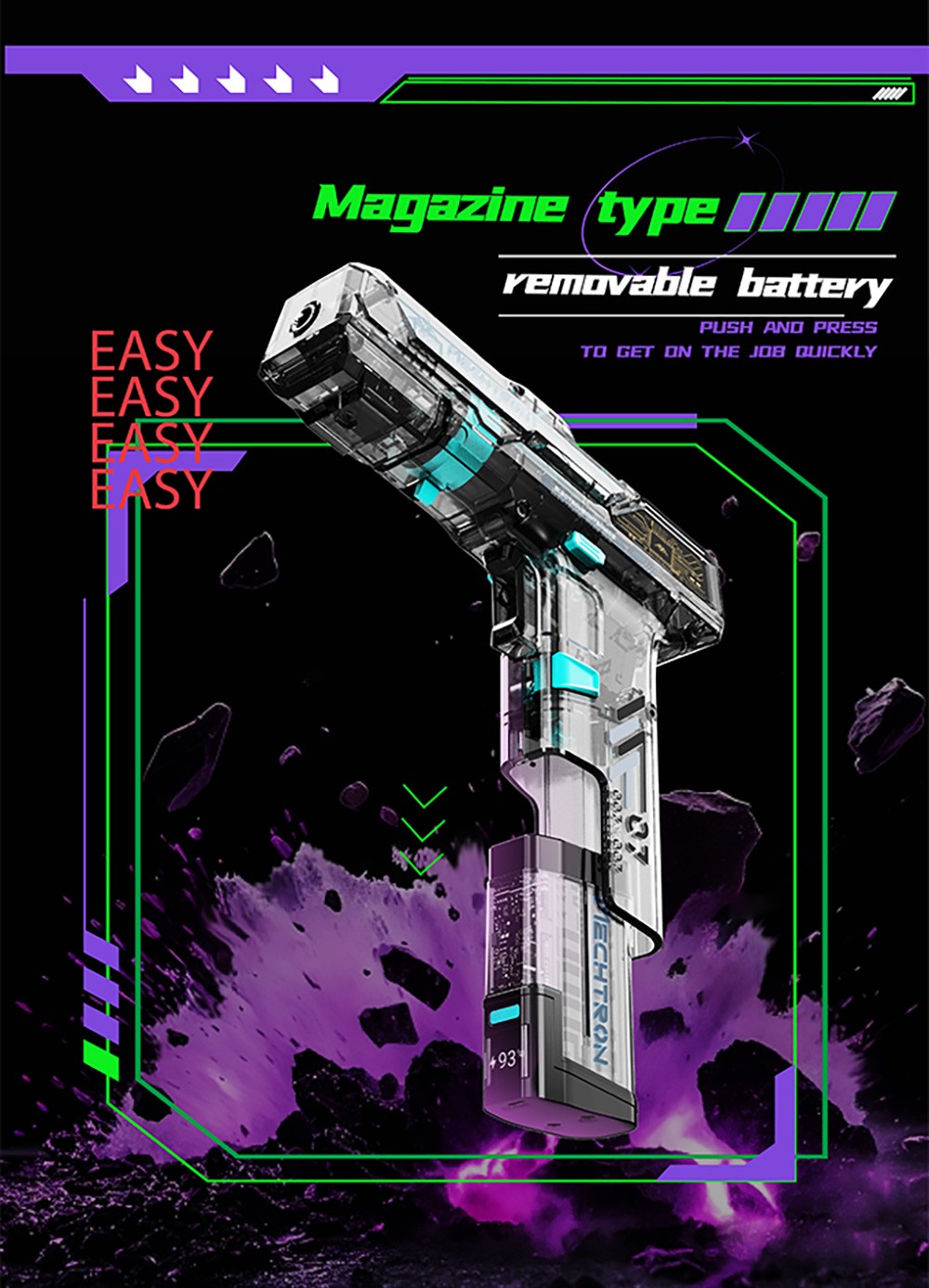 MECHTRON TL-G007S Lite Akku-Schlagbohrschrauber, 8 V, zwei Geschwindigkeiten, 15 Nm Drehmoment, 2000 mAh Wechselakku, intelligente KI-Steuerung, 2-in-1 Akkuschrauber und -Bohrschrauber