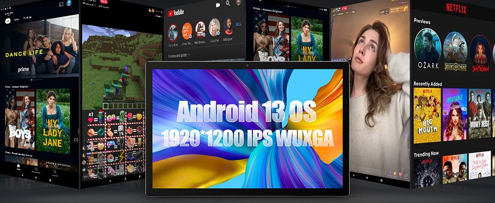 Tablette MESWAO B2, &eacute;cran IPS 14 pouces (1920 x 1200 pixels), processeur octoc&oelig;ur MTK6769, 6 Go de RAM, 128 Go de ROM, Android 13, Wi-Fi 5, Bluetooth 5.0, batterie 10&nbsp;000 mAh, double cam&eacute;ra 32 MP + 5 MP, 4 haut-parleurs, prise europ&eacute;enne, gris.