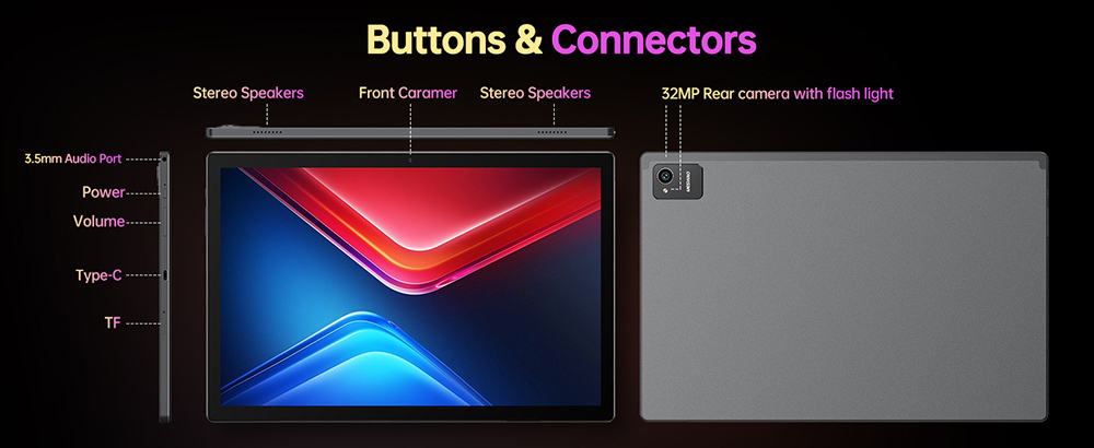 Tablette MESWAO B2, &eacute;cran IPS 14 pouces (1920 x 1200 pixels), processeur octoc&oelig;ur MTK6769, 6 Go de RAM, 128 Go de ROM, Android 13, Wi-Fi 5, Bluetooth 5.0, batterie 10&nbsp;000 mAh, double cam&eacute;ra 32 MP + 5 MP, 4 haut-parleurs, prise europ&eacute;enne, gris.