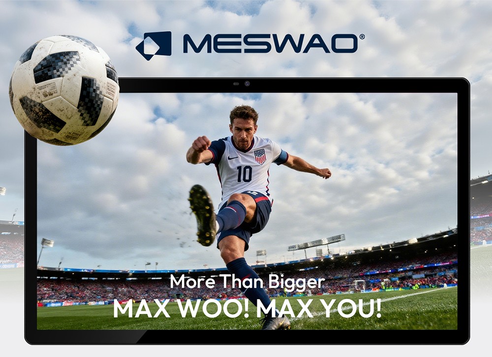 MESWAO B3 Pro Tablet, 15.6 inch 1920*1080 IPS Screen, MTK Helio G99 8 Cores, 8GB RAM 256GB ROM, Android 14, WiFi 5 Bluetooth 5.0, 12000mAh Battery, 32MP+5MP Camera, 4*Speakers - US Plug, Black