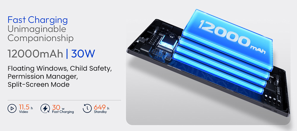 MESWAO B3 Pro Tablet, 15.6 inch 1920*1080 IPS Screen, MTK Helio G99 8 Cores, 8GB RAM 256GB ROM, Android 14, WiFi 5 Bluetooth 5.0, 12000mAh Battery, 32MP+5MP Camera, 4*Speakers - US Plug, Black