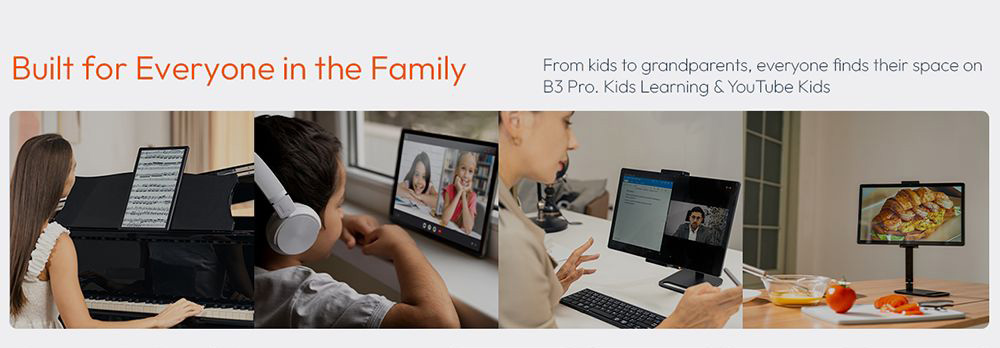 MESWAO B3 Pro Tablet, 15.6 inch 1920*1080 IPS Screen, MTK Helio G99 8 Cores, 8GB RAM 256GB ROM, Android 14, WiFi 5 Bluetooth 5.0, 12000mAh Battery, 32MP+5MP Camera, 4*Speakers - US Plug, Black